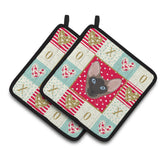 Caroline'S Treasures Ck5141Pthd Oriental Bicolor Cat Love Pair Of Pot Holders Potholders, Multicolor