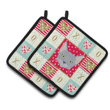 Caroline'S Treasures Ck5154Pthd Russian Blue Cat Love Pair Of Pot Holders Potholders, Multicolor