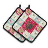 Caroline'S Treasures Ck5203Pthd Harlequin Pinscher Love Pair Of Pot Holders Potholders, Multicolor