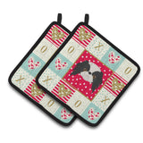 Caroline'S Treasures Ck5209Pthd Japanese Chin Love Pair Of Pot Holders Potholders, Multicolor