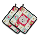 Caroline'S Treasures Ck5210Pthd Japanese Spitz Love Pair Of Pot Holders Potholders, Multicolor