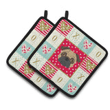 Caroline'S Treasures Ck5231Pthd Pug Love Pair Of Pot Holders Potholders, Multicolor