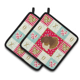Caroline'S Treasures Ck5417Pthd French Turkey Dindon Love Pair Of Pot Holders Potholders, Multicolor