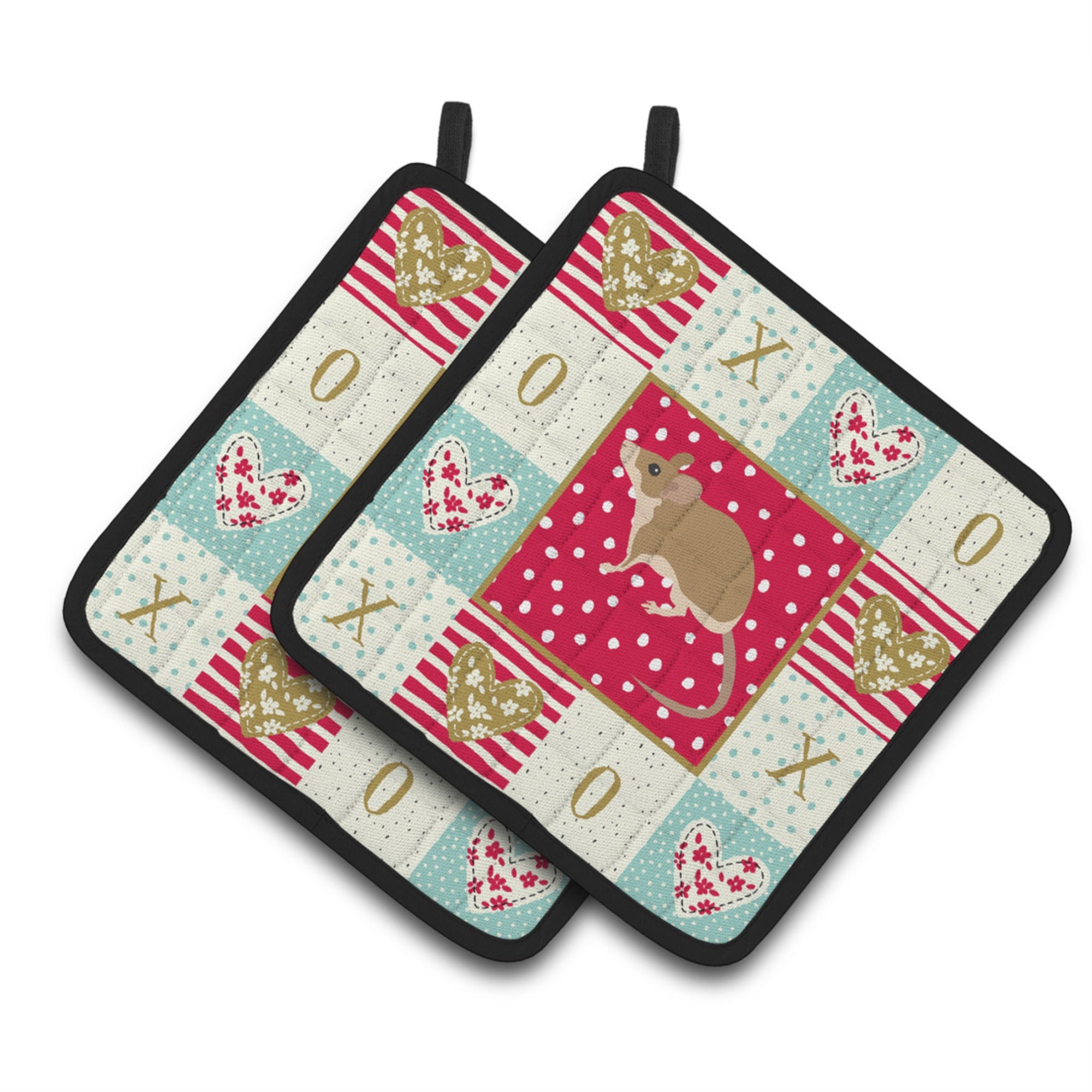 Caroline'S Treasures Ck5453Pthd Spiny Mouse Love Pair Of Pot Holders Potholders, Multicolor