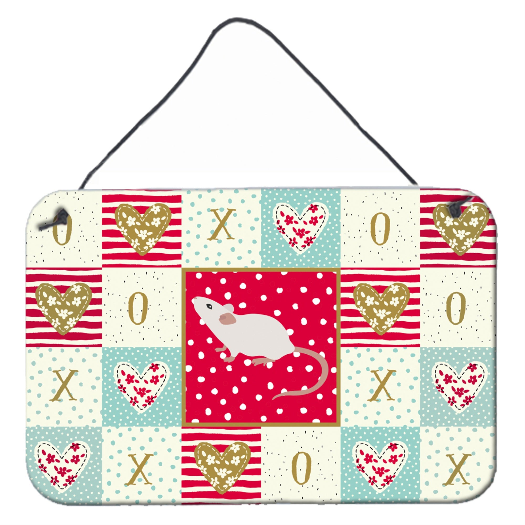 Caroline'S Treasures White Domestic Mouse Love Door Hanging Prints Wall-Decor, Multicolor