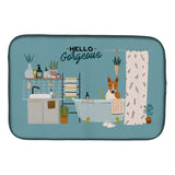 Caroline'S Treasures Ck7557Ddm Red White Bull Terrier In Bathtub Dish-Drying-Mats, 14 X 21, Multicolor