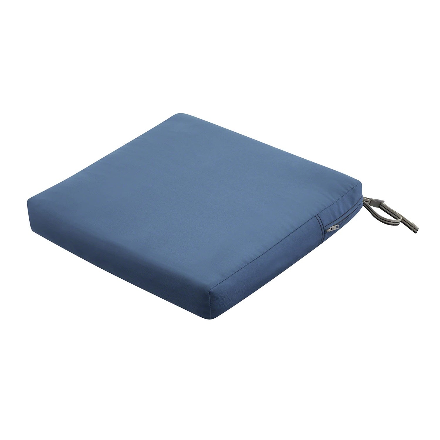Classic Accessories Ravenna Square Patio Seat Cushion Slip Cover & Foam - Durable Outdoor Cushion, Empire Blue, 19''W X 19''D X 
