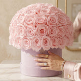 Classic Light Pink Suede Superdome Box | Light Pink Roses