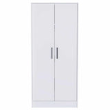 Tuhome Ambery 180 Armoire, Two Shelves, Two Doors, Metal Rod, Metal Hardware, One Drawer, White , For Bedroom