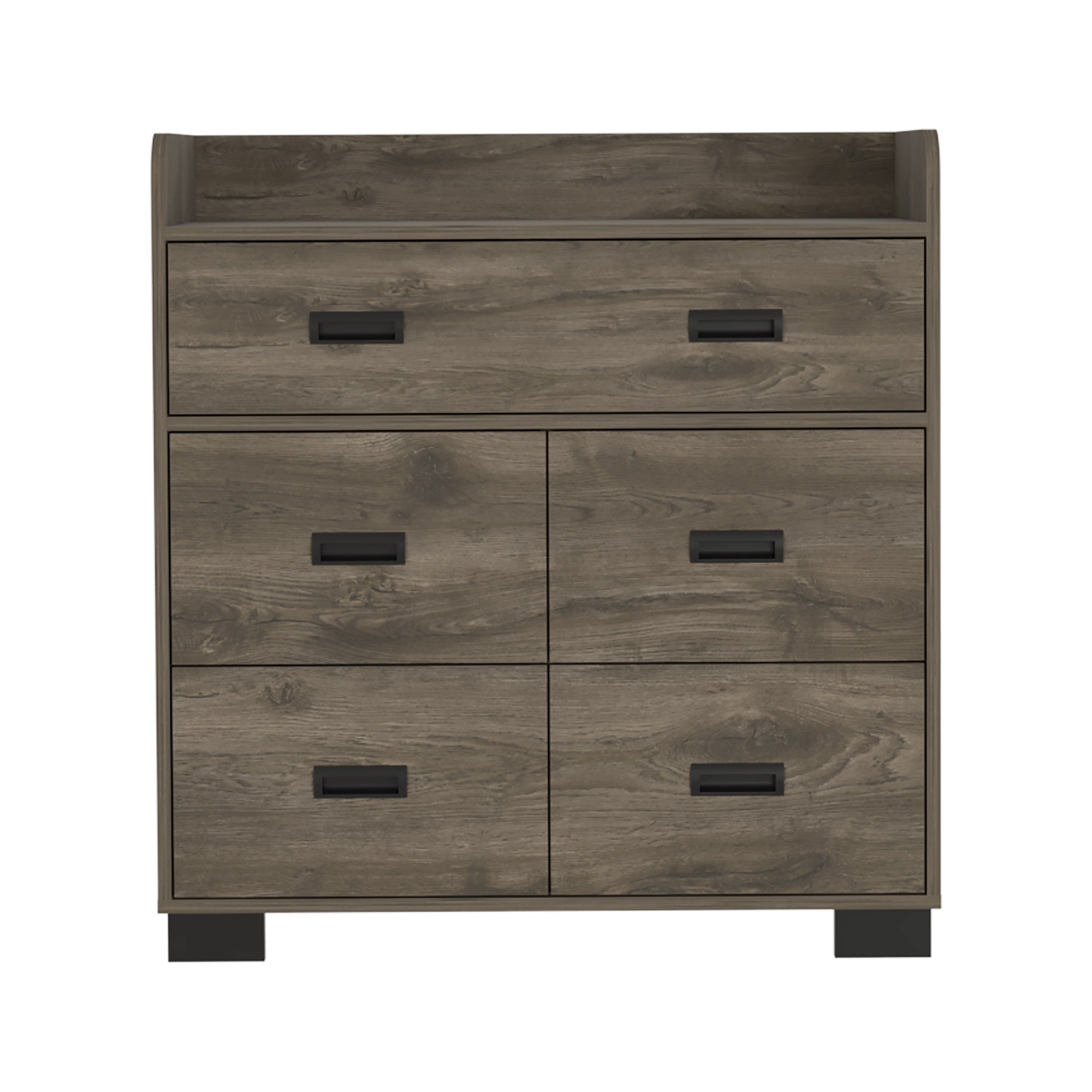 Tuhome Alyn Dresser, Four Legs, One Ample Drawer, Four Drawers, Countertop, Dark Brown, For Bedroom