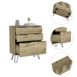 Tuhome Augusta Dresser, Four Steel Legs, Three Drawers, Countertop-Light Oak, For Bedroom