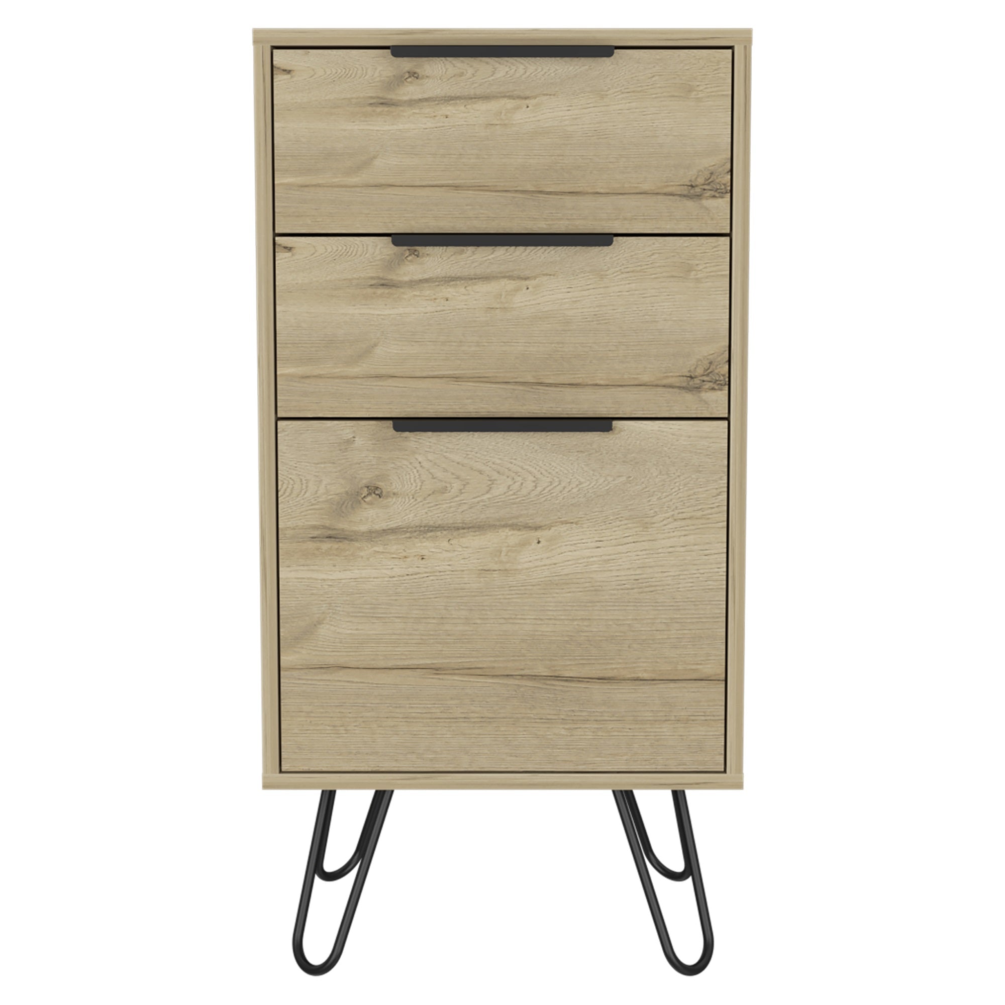 Tuhome Augusta Light Dresser, Four Steel Legs Countertop,Three Drawers-Light Oak, For Bedroom