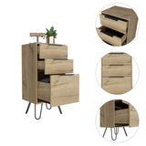 Tuhome Augusta Light Dresser, Four Steel Legs Countertop,Three Drawers-Light Oak, For Bedroom