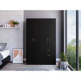 Tuhome Vaupes Armoire, Two Door-Cabinet, One Flexible Shelf, One Drawer, Five Internal Shelves, Rod- Black/White , For Bedroom