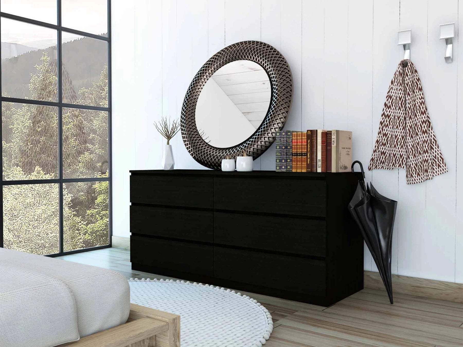 Tuhome Asteria 6 Drawer Double Dresser, Countertop, Six Drawer, Base-Black, For Bedroom