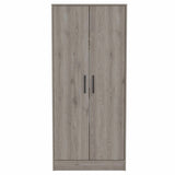 Tuhome Ambery 180 Armoire, Two Shelves, Two Doors, Metal Rod, Metal Hardware, One Drawer, Light Grey, For Bedroom