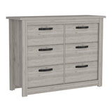 Tuhome Becca 6 Drawer Double Dresser , Four Legs, Metal Hardware, Countertop-Light Grey, For Bedroom