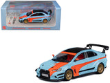 Mitsubishi Lancer Evolution X Varis RHD (Right Hand Drive) Light Blue with Black Top and Orange Stripes 1/64 Diecast Model Car b