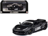 LB Works 488 LBWK Matt Black 1/64 Diecast Model Car by CM Model