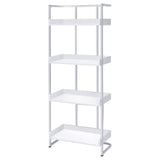 Coaster Furniture Ember 4-Shelf White High Gloss And Chrome Bookcase 26.25' W X 14' D X 67.5' H 803402