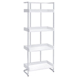 Coaster Furniture Ember 4-Shelf White High Gloss And Chrome Bookcase 26.25' W X 14' D X 67.5' H 803402