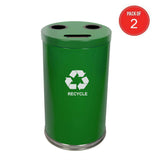 Witt Industries Steel 33-Gallon 3 Opening Recycling Container With 3 Plastic Liners, Legend Recycle, Green (Pack Of 2)