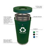 Witt Industries 15Rtgn-1H Emoti-Can Recycling Receptacle, Steel, 24 Gal, Green (Pack Of 3)