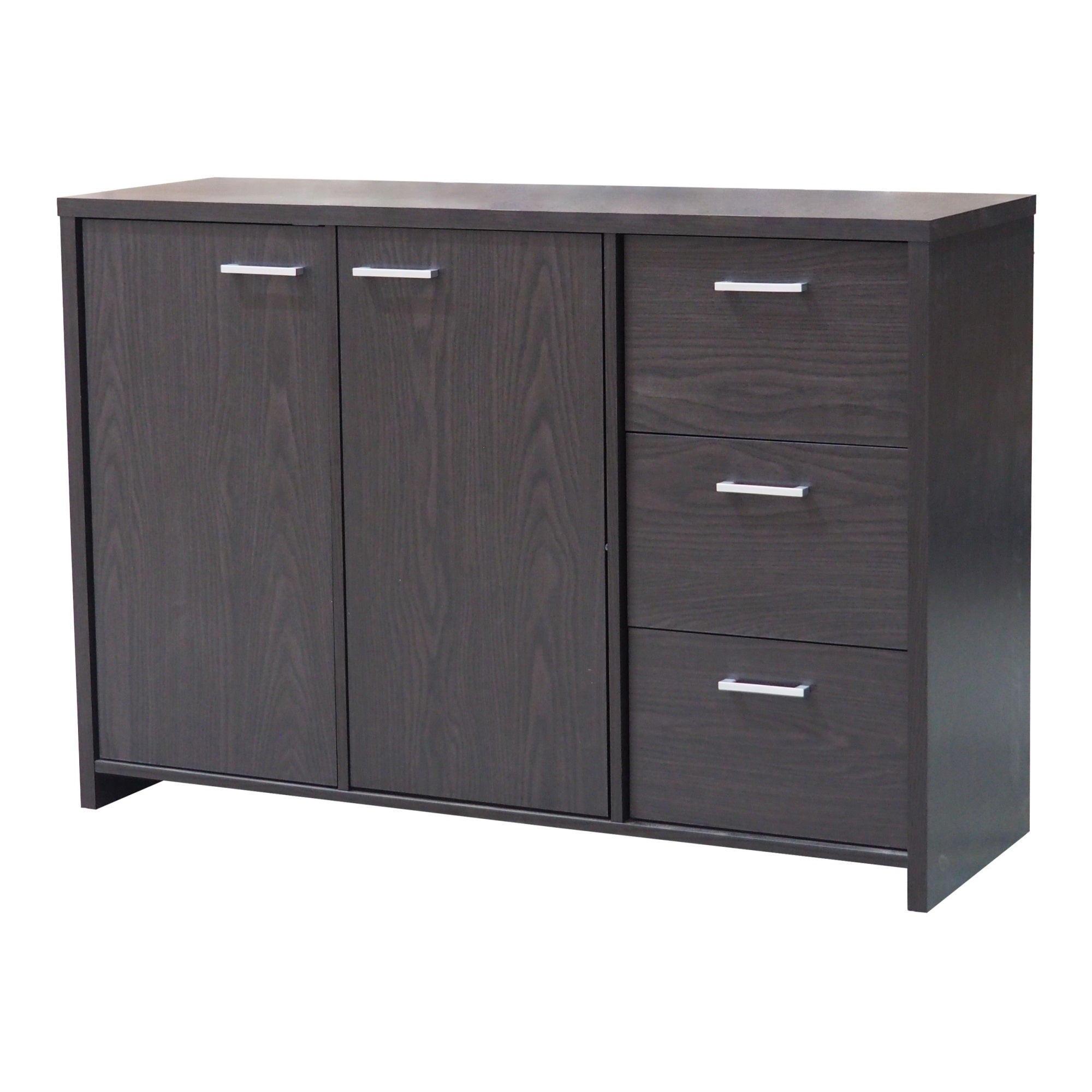 Beckville Modern Sideboard Buffet With 3 Drawers & Shelves, Chocolate Wood
