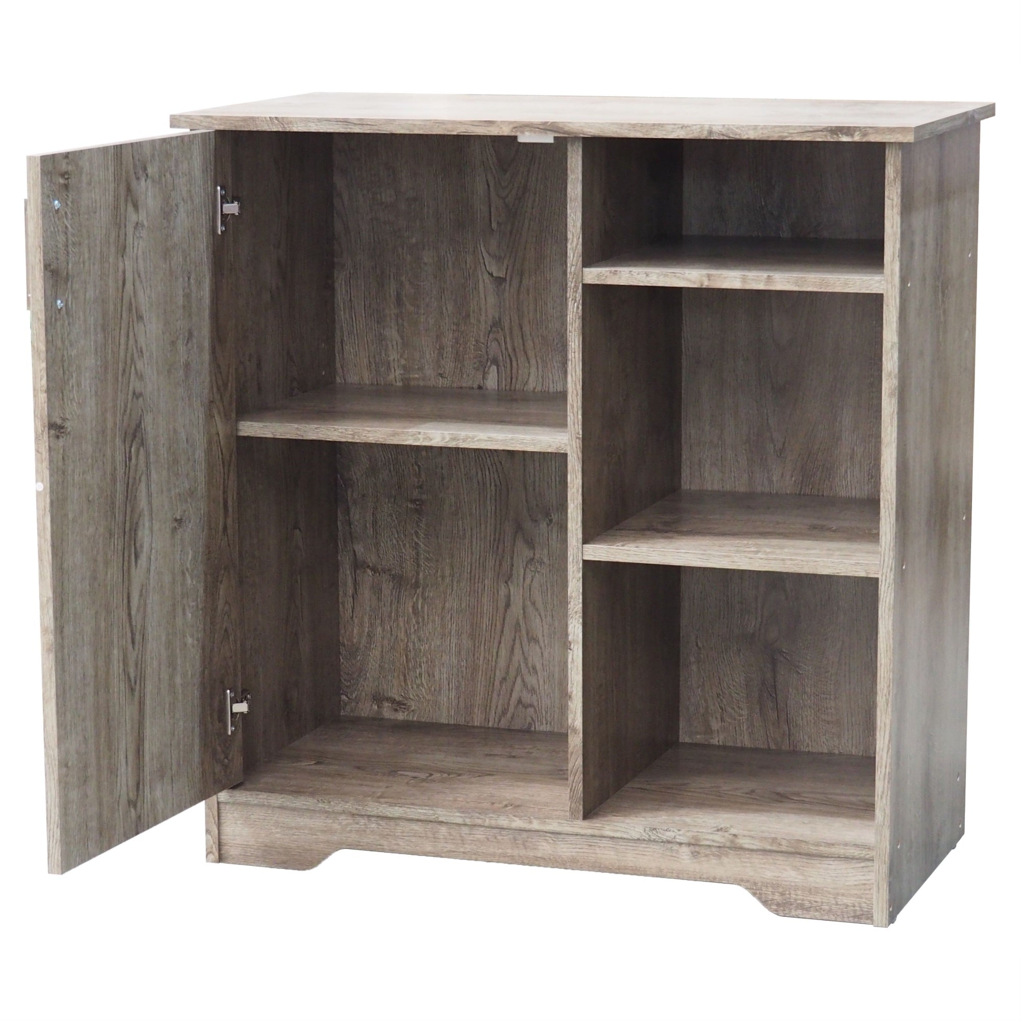 Dozer Rustic Accent Cabinet With Hidden Storage & Open Shelves, Oak Wood