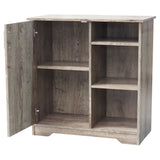 Dozer Rustic Accent Cabinet With Hidden Storage & Open Shelves, Oak Wood