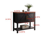Duquette 2-Door Modern Storage Console Table, Black & Walnut Wood