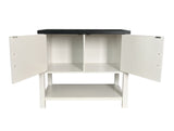 Duquette 2-Door Modern Storage Console Table, White & Black Wood