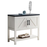 Duquette 2-Door Modern Storage Console Table, White & Black Wood