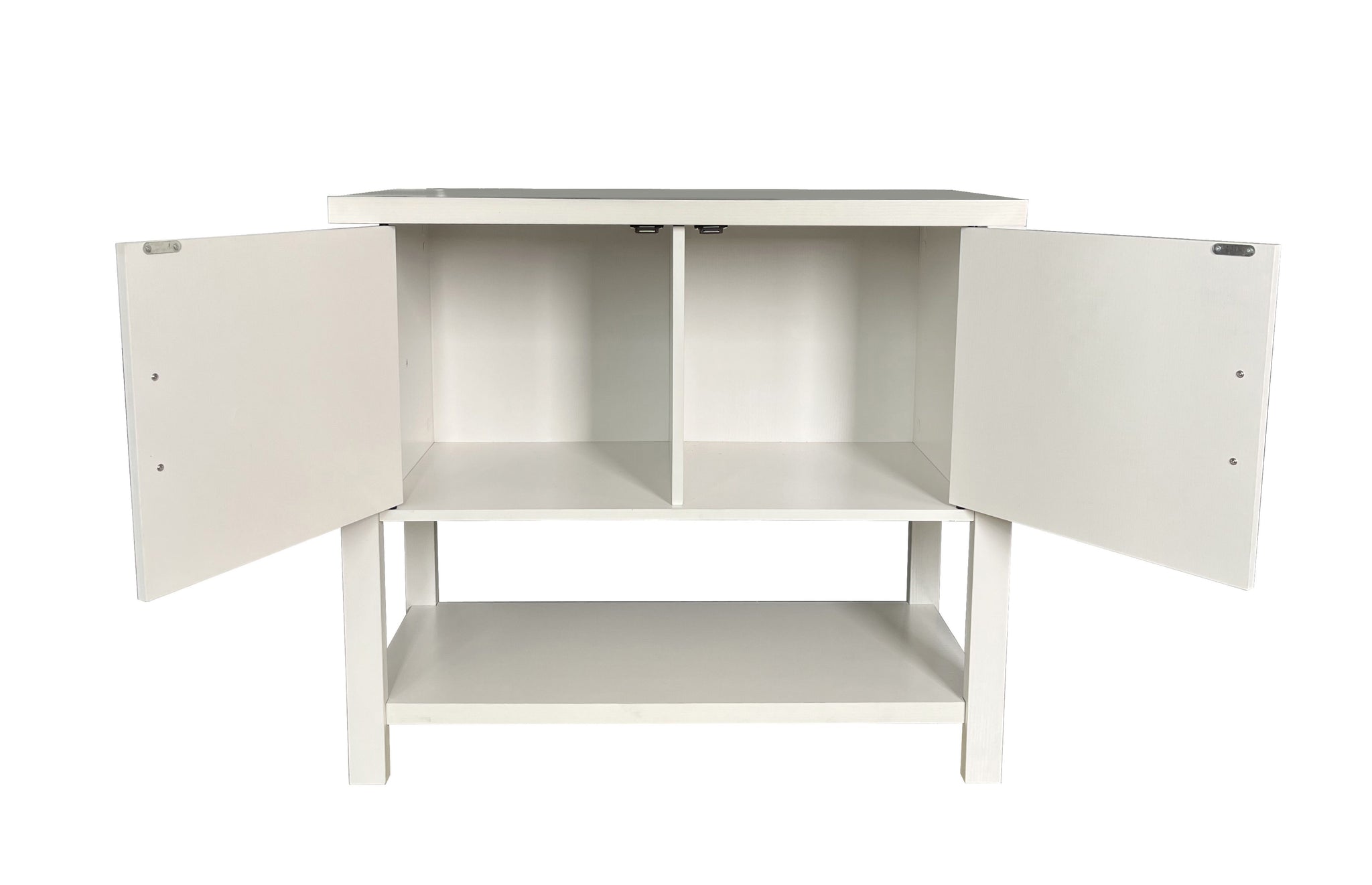 Duquette 2-Door Modern Storage Console Table, White Wood