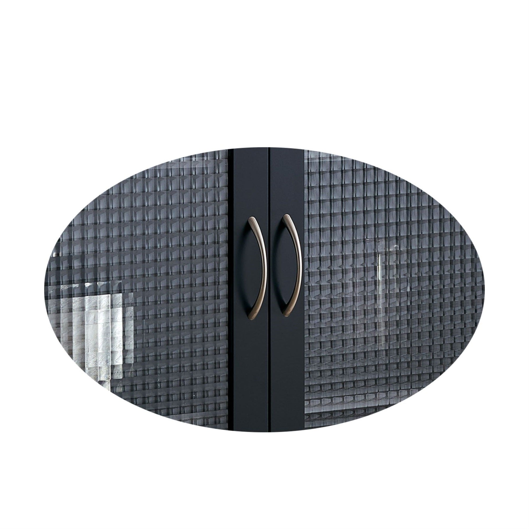 Delancey 2 Door Accent Display Storage Cabinet With Adjustable Shelves, Black Wood & Frosted Glass, Contemporary