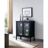 Delancey 2 Door Accent Display Storage Cabinet With Adjustable Shelves, Black Wood & Frosted Glass, Contemporary