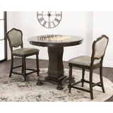 Sunset Trading Vegas 3 Piece 42.5 Round Counter Height Dining, Chess And Poker Table Set | Reversible 3 In 1 Game Top | Distre