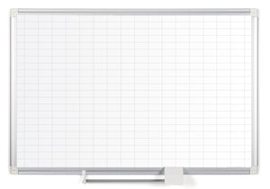 Magnetic Porcelain Dry-Erase Planning Board, 1 X 2 Grid, Aluminum Frame, 24 X 36