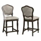 Sunset Trading Vegas Upholstered Barstools With Backs | Counter Height Dining Chairs | Distressed Gray Wood | Nailheads | Set Of