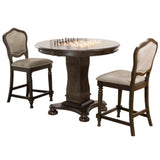 Sunset Trading Vegas 3 Piece 42.5 Round Counter Height Dining, Chess And Poker Table Set | Reversible 3 In 1 Game Top | Distre