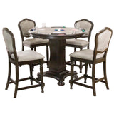 Sunset Trading Vegas 5 Piece 42.5 Round Counter Height Dining, Chess And Poker Table Set | Reversible 3 In 1 Game Top | Distre
