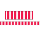 Poppy Red Bold Stripes Border, 35 Feet