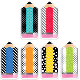 Bold & Bright Striped & Spotted Pencils 6 Designer Cut-Outs, 72/Pack