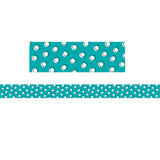Doodle Dots on Teal Border, 35 Feet