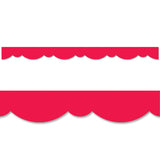 Poppy Red Stylish Scallops Border, 35 Feet