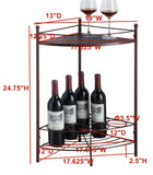 Greenwich 7 Bottle Freestanding Corner Wine Rack, Bronze Metal