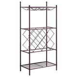 President Freestanding Wine Rack Stand, Bronze Metal, With 8 Bottle Holders, Glass Holder & Storage Shelves