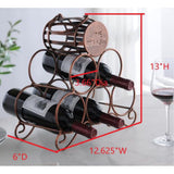 Arlington Countertop Wine Rack, Brushed Copper Metal, 5 Bottle Holders, Transitional