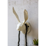 CAST IRON RABBIT WALL HOOK ANTIQUE WHITE