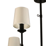 Angya 6-Shade Chandelier Light | Bamboo Lampshades And Matte Black Steel Supports | Fixed 19 Center Rod | Dining Room, Foyer, En